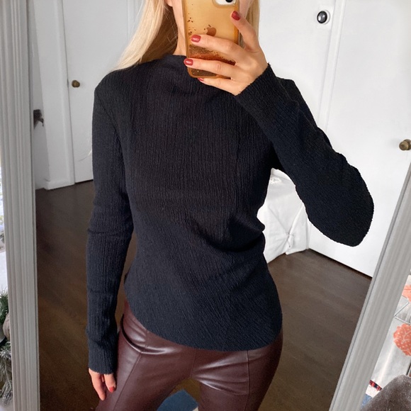 🖤 ZARA BLACK MOCK NECK ASYMMETRICAL LONG SLEEVE TOP! - Picture 1 of 8